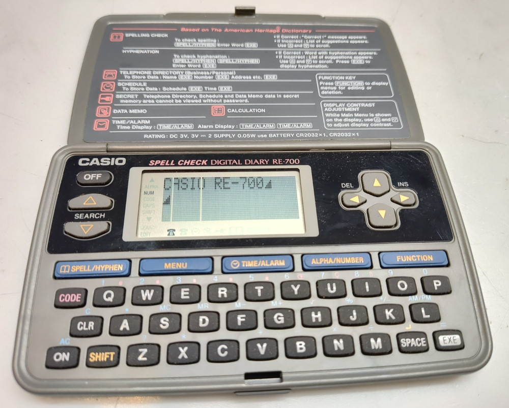 Casio RE-700 Spell Check Digital Diary WORKS