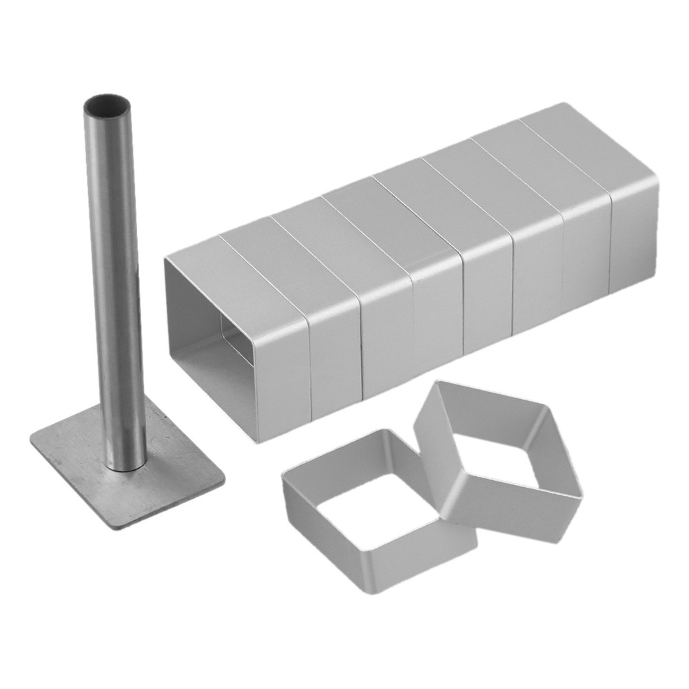10Pcs Rectangle Aluminium Pineapple Cake Molds Cutter&Pressing Stamp Cookie Set#