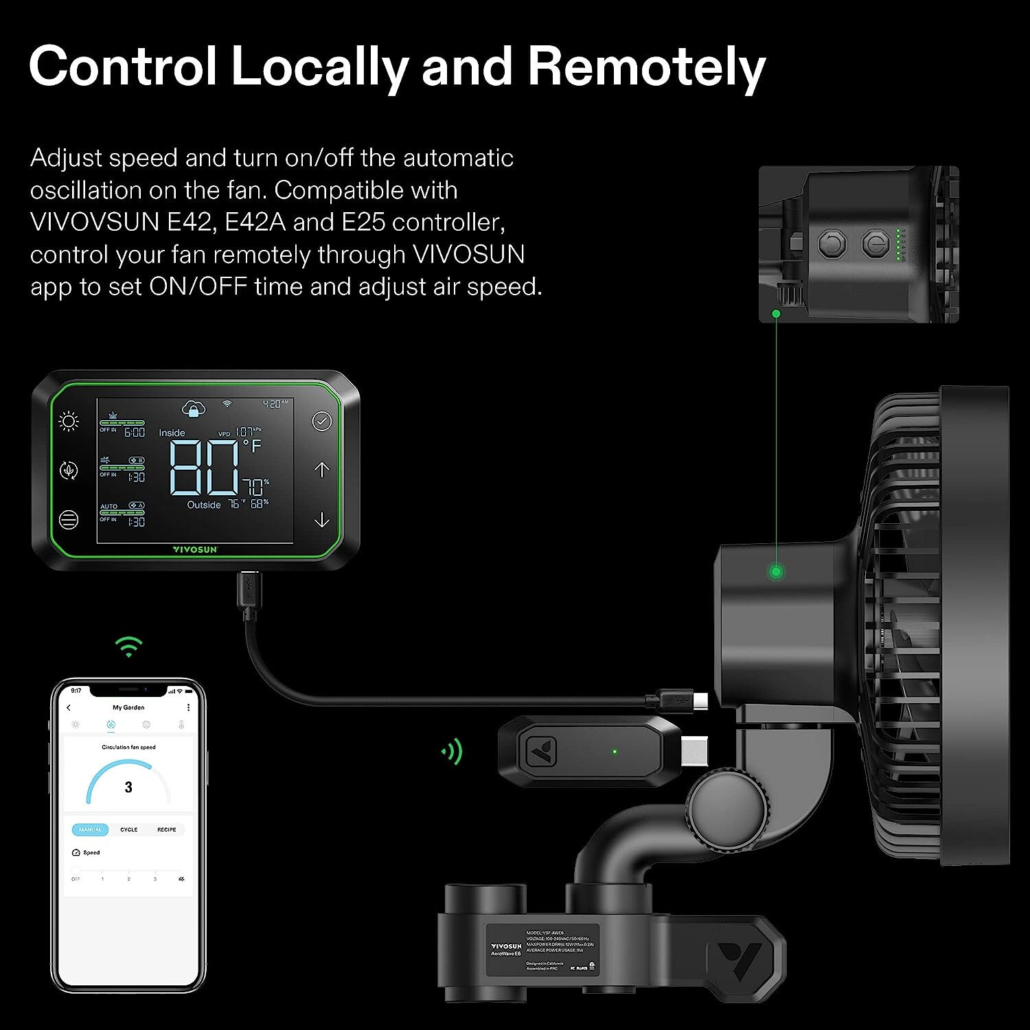 VIVOSUN AeroWave E6 6-Inch Clip-On Grow Tent Oscillating Fan