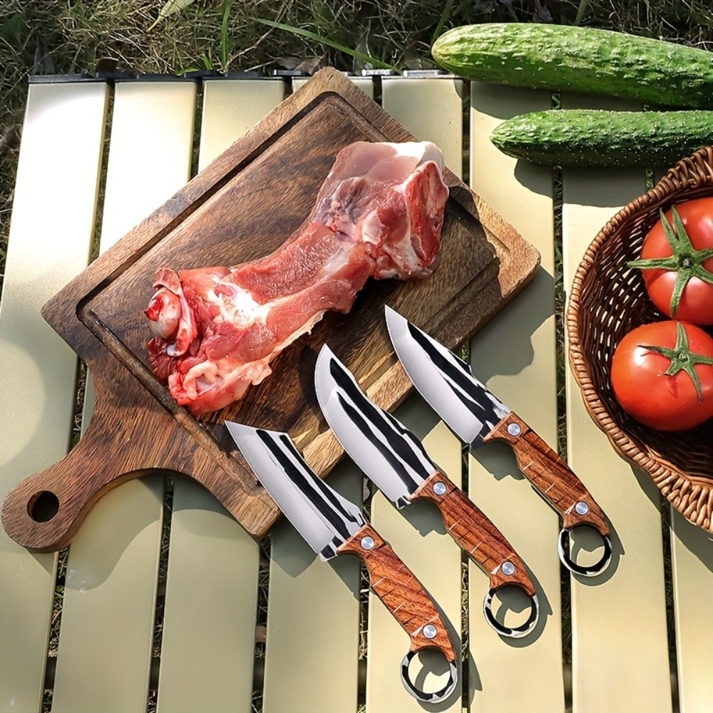 3pcs Premium Multipurpose Knife Set, Ultra-Sharp Stainless Steel Fixed Blades