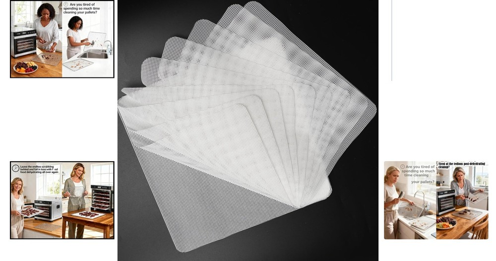 10-Pack 15.5x15.5 Inch Silicone Dehydrator Sheets for Clean & Efficient Drying