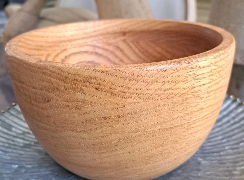 Hand Turned BOWL Thick Solid Wood 7”W x 4"T *NEW
