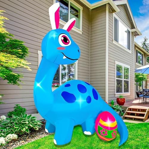 8FT Easter Inflatable Dinosaur with Cute A-8FT Easter Inflatable Dinosaur