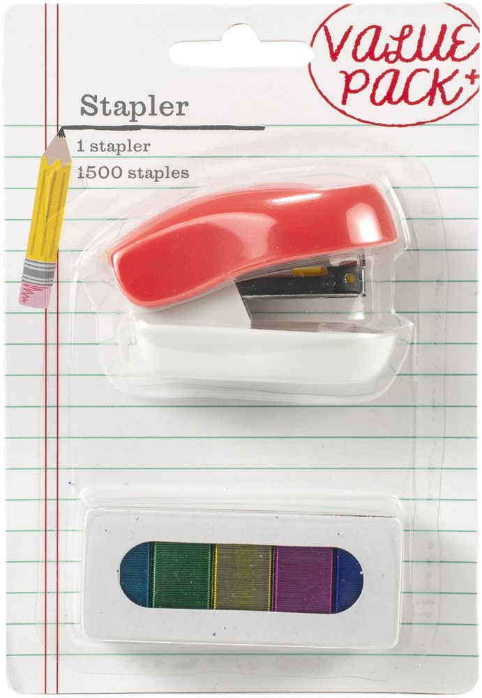 American Crafts Mini Stapler-With 1500 Multicolored Staples