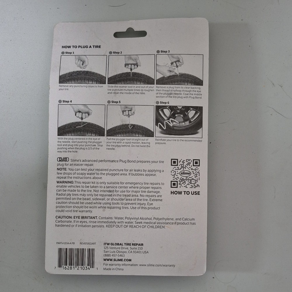 Slime Tire Plug Kit 8 Pieces