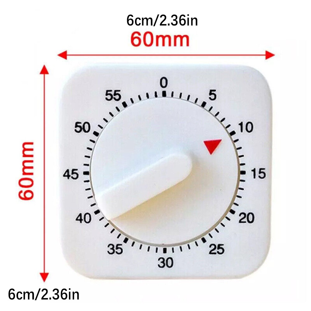 Plastic 60 Minutes Timing Range Square Mechanical Timer Kitchen Cooking Tool
