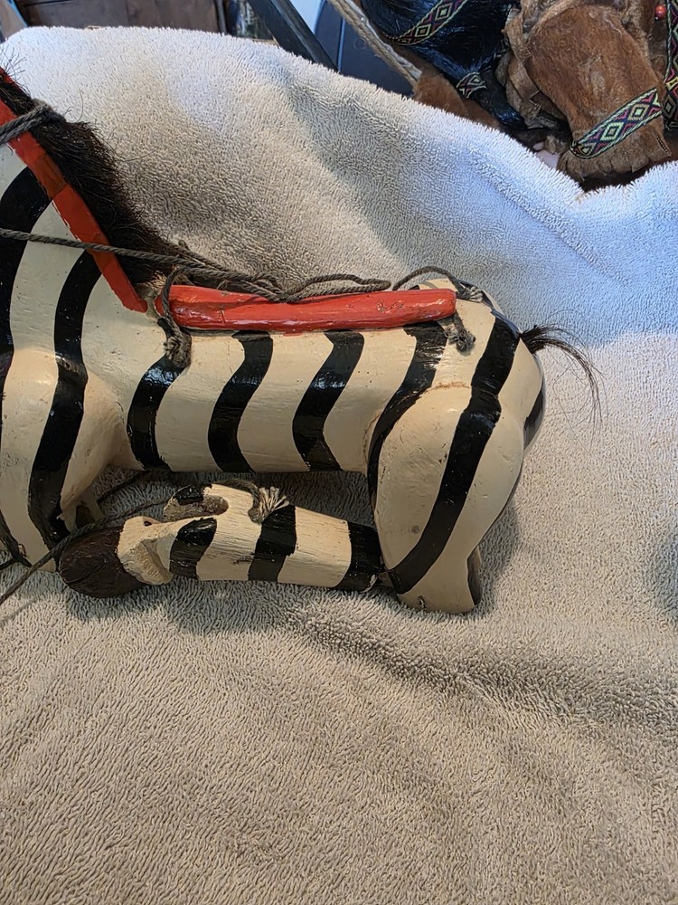 Marionette String Puppet Folk Art Zebra