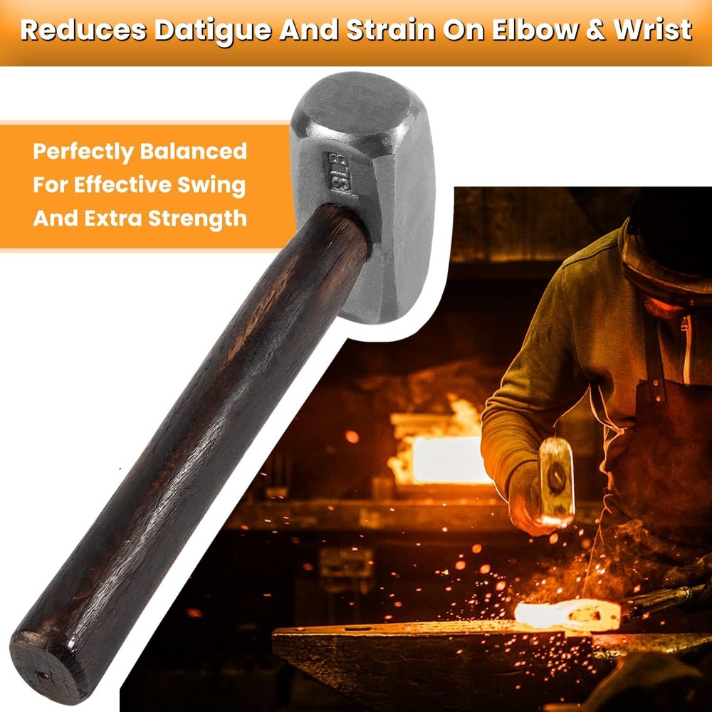 Blacksmith 3LB Handmade Forge Hammer for Farrier, Knife Maker, Blacksmith
