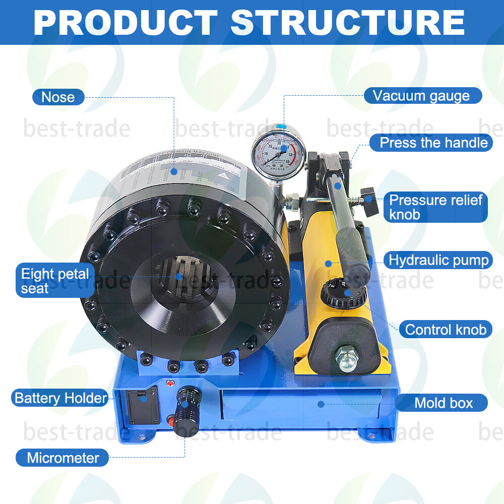 Portable 5600KN Hydraulic Hose Crimper Pipe Crimping Machine With 8 Sets Dies