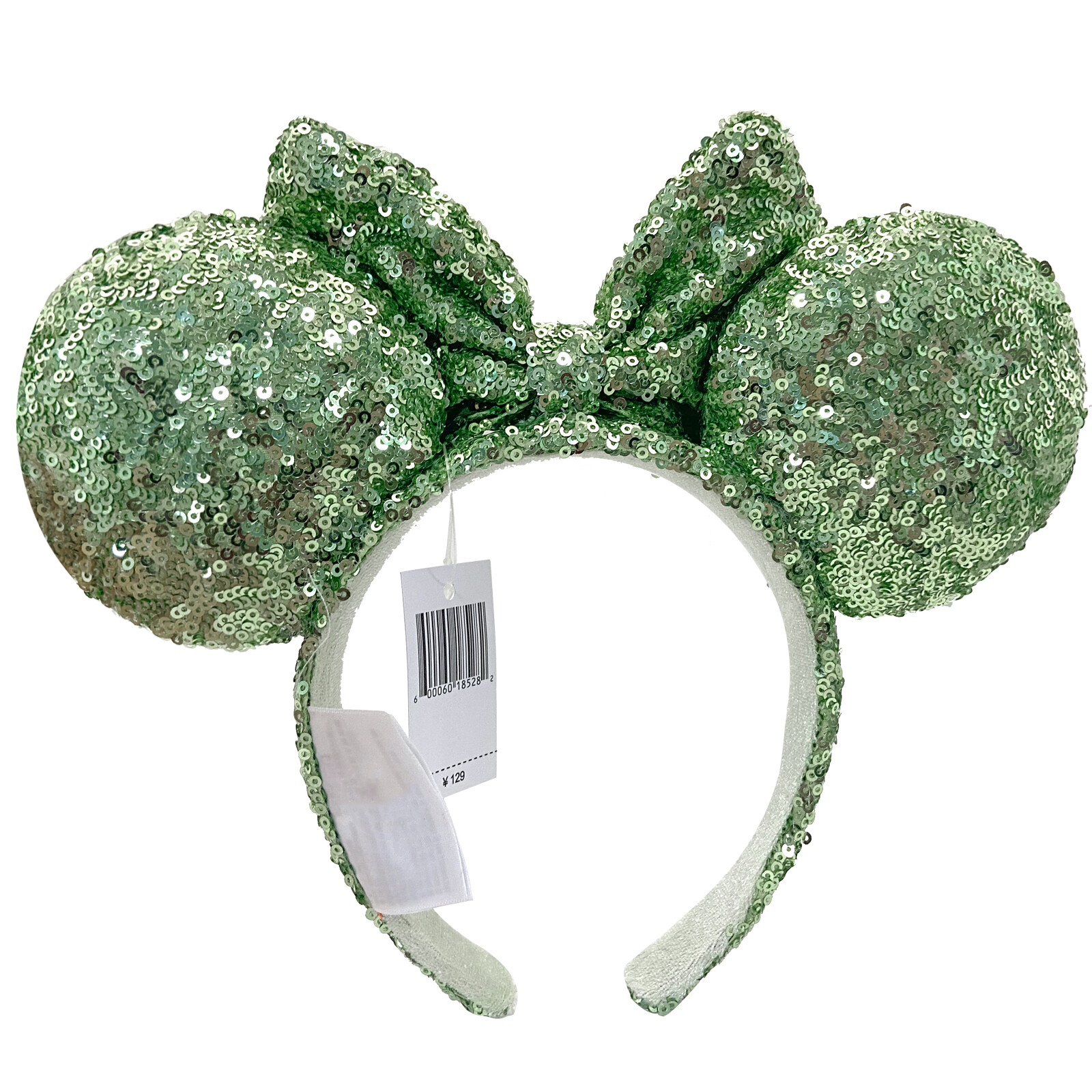Disney-Parks Mickey Green Sequin Bow Exclusive Rare Minnie Mouse Ears Headband