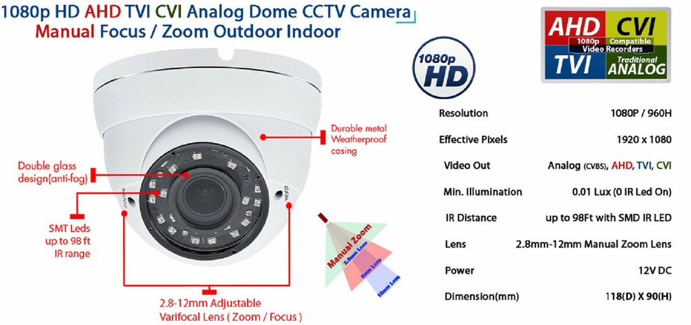 16 Dome Camera Security Surveillance System 2TB Recording Storage Remote Viewing