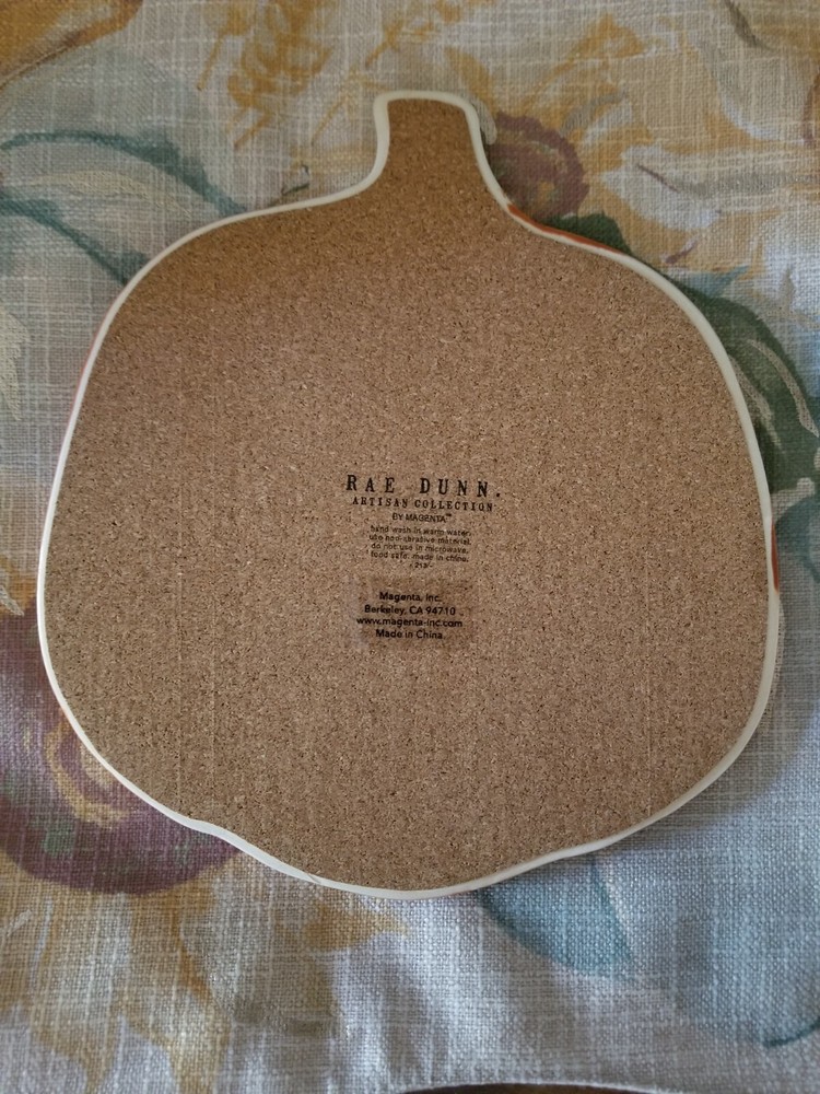 Rae Dunn HELLO PUMPKIN Ceramic Hot Plate Trivet Kitchen 8"