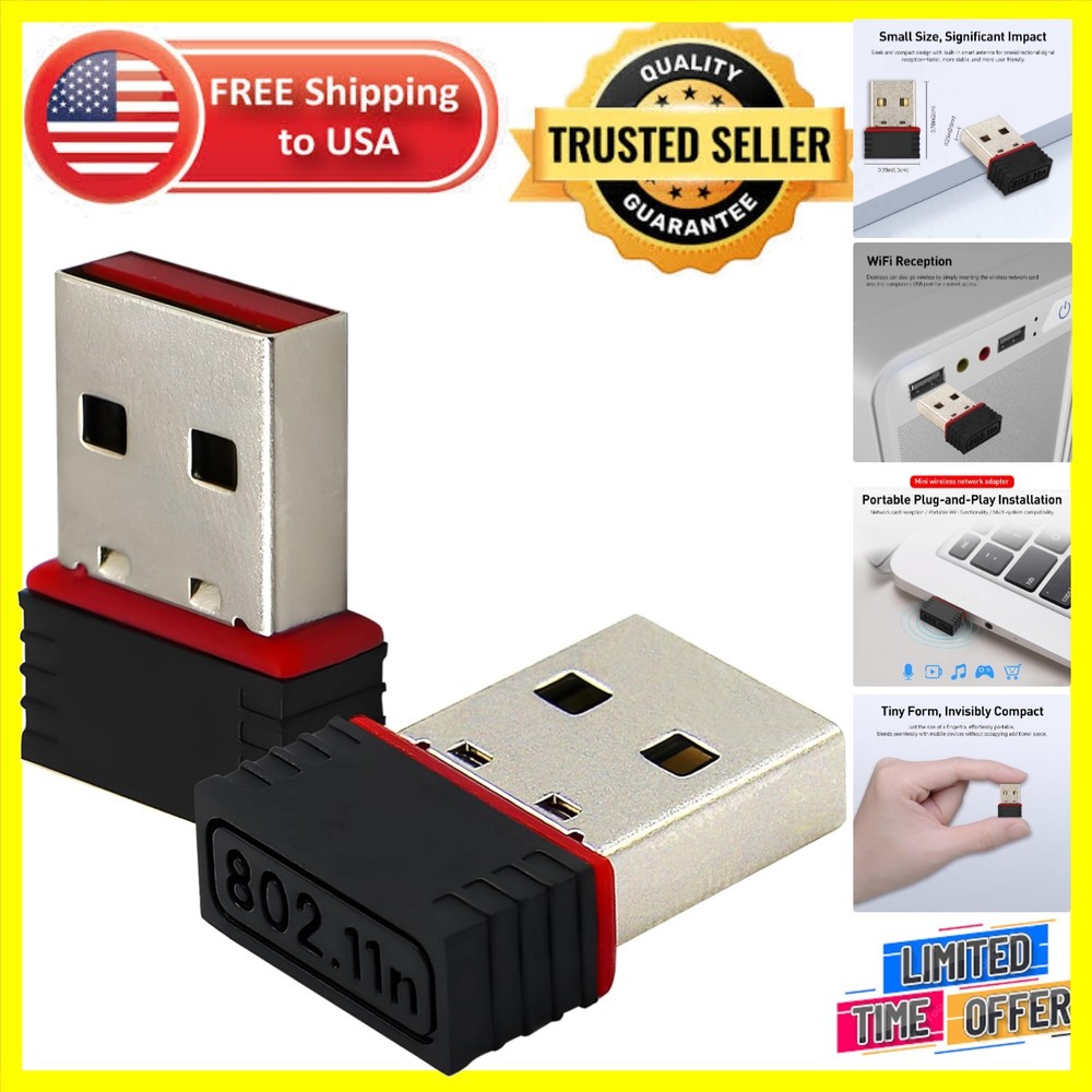 2 Pack 150Mbps Wireless USB WiFi Adapter - Driver-Free for Seamless Multimedia