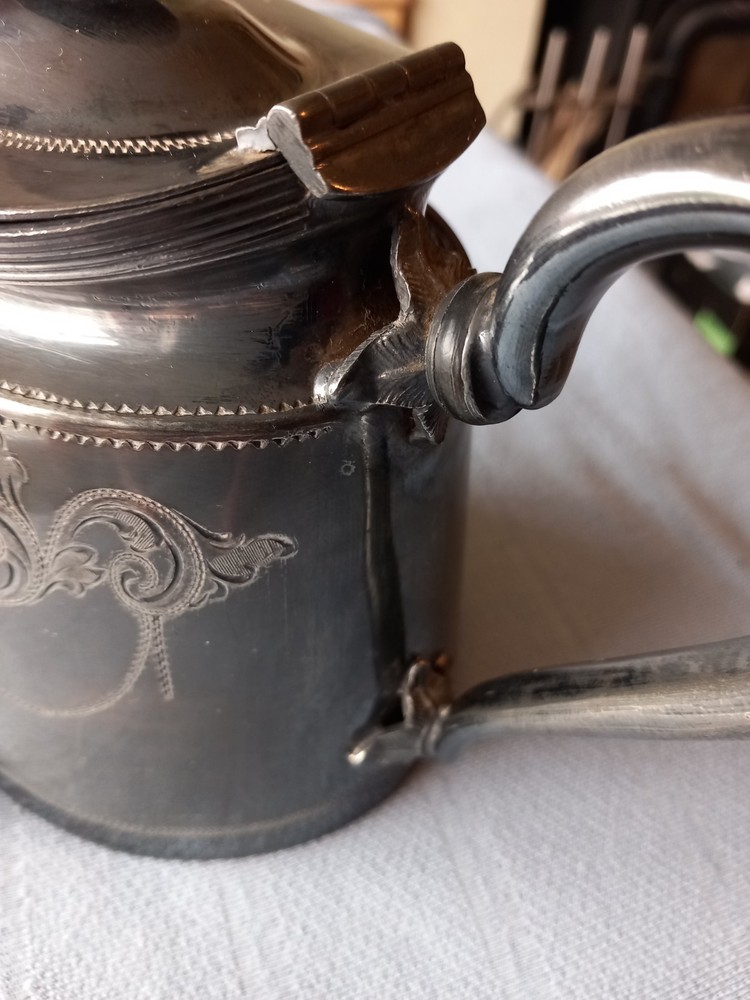 AW & JH Silver Plated Teapot, Ebony Handle, Model 2250.