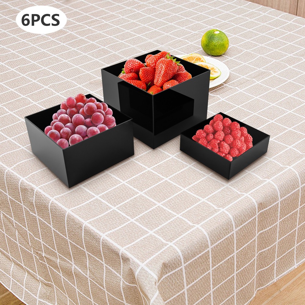 6Pcs Acrylic Display Risers Acrylic Boxes Acrylic Display Nesting Cubes Black