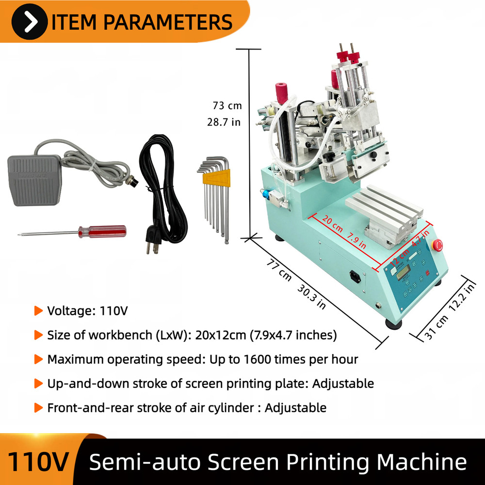 Desktop Small Semi-Automatic Swing Arm Screen Printer For Flat Materials 110V