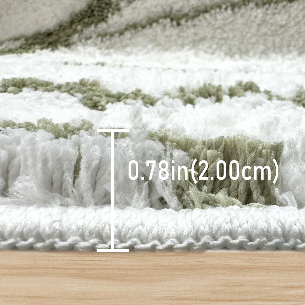 Tititex Luxury White Sage Green Curve 1'4" x 2' (Rectangular),