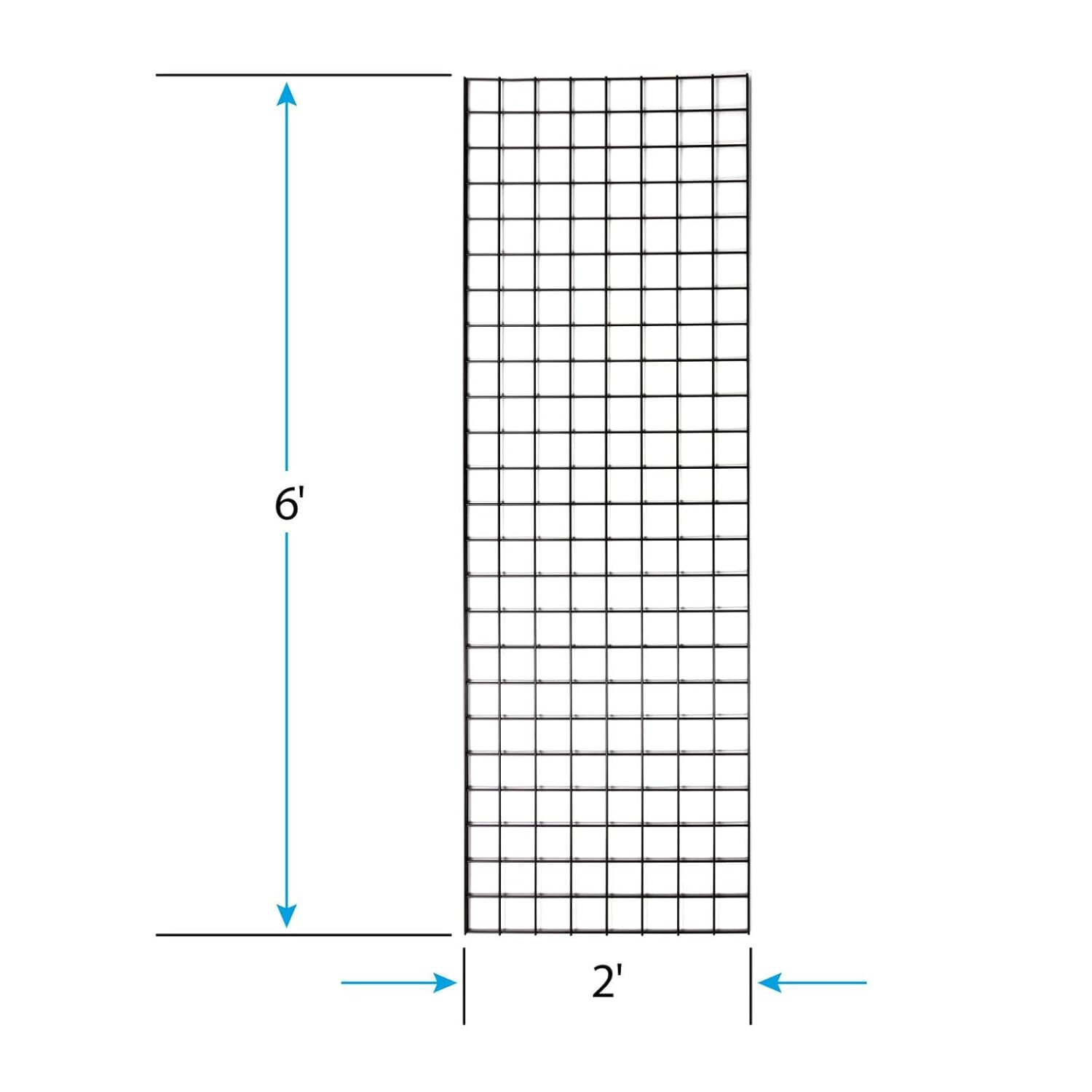 Gridwall Panels 2' x 6' Set of 5 Grid Wall Display Black Panel Steel Powder Coat