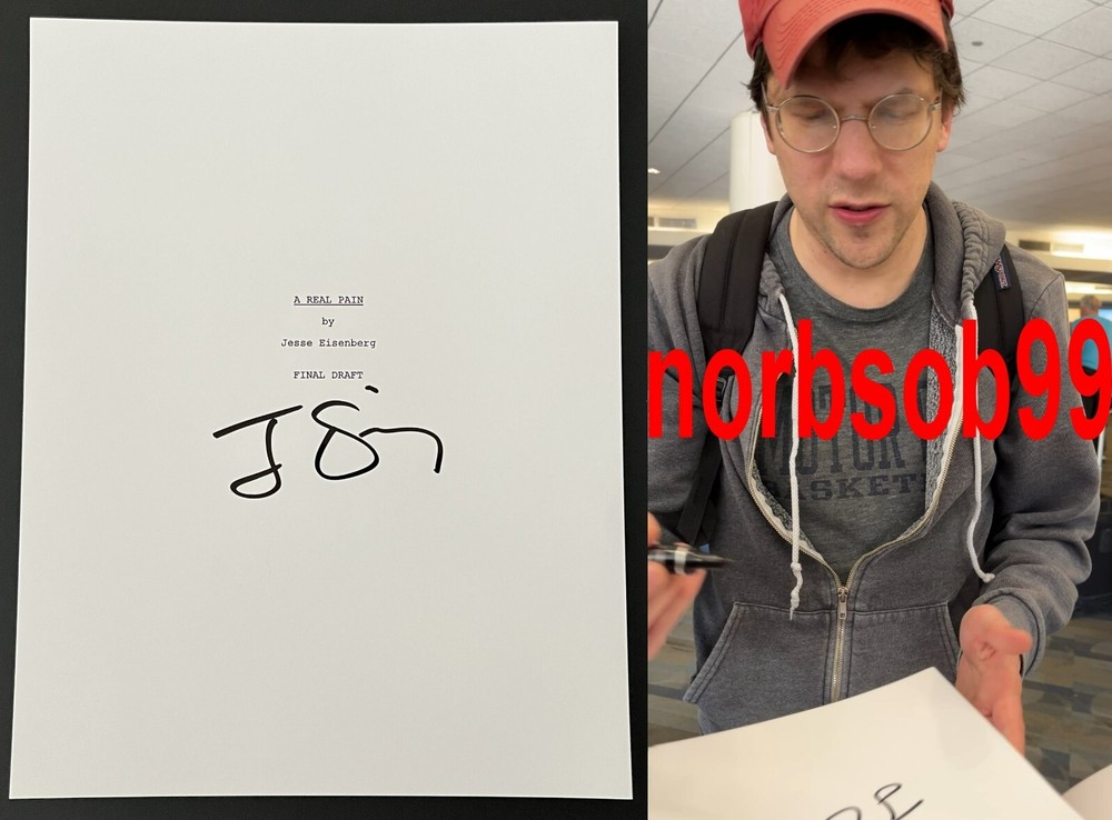 JESSE EISENBERG SIGNED AUTOGRAPH A REAL PAIN FULL SCRIPT w/EXACT VIDEO PROOF COA
