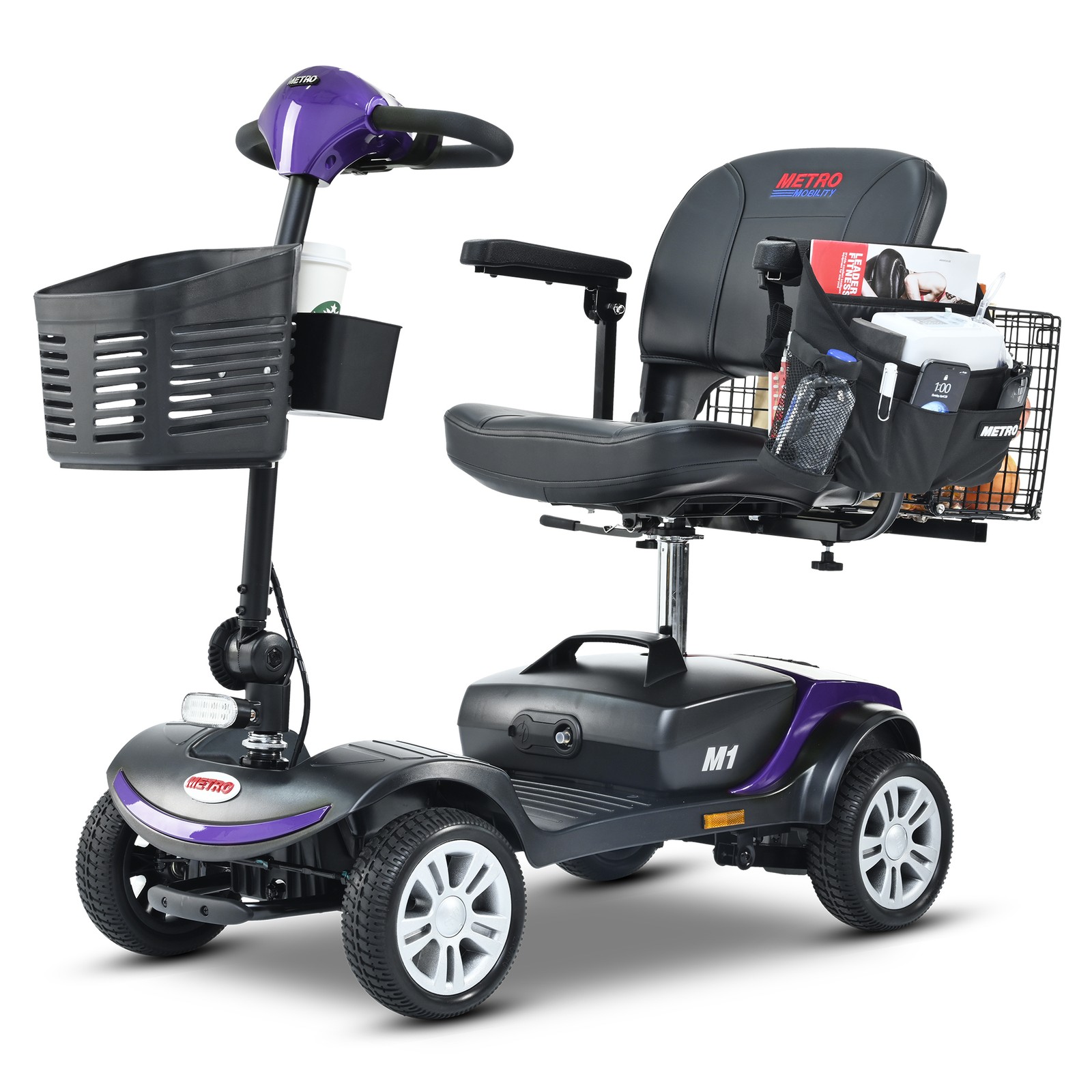 METRO 4 Wheel Travel Mobility Scooter with 300W Motor for Adult-300lbs, Purple