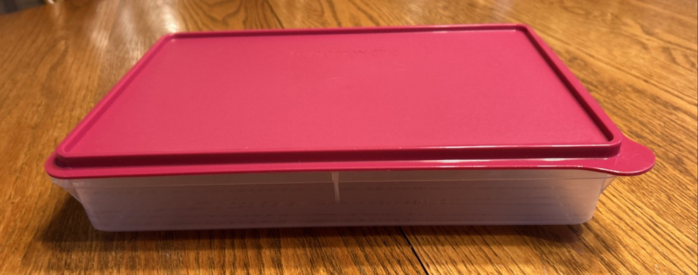 Tupperware Snack N Stor Large Keeper Rectangle Container Red Lid NEW