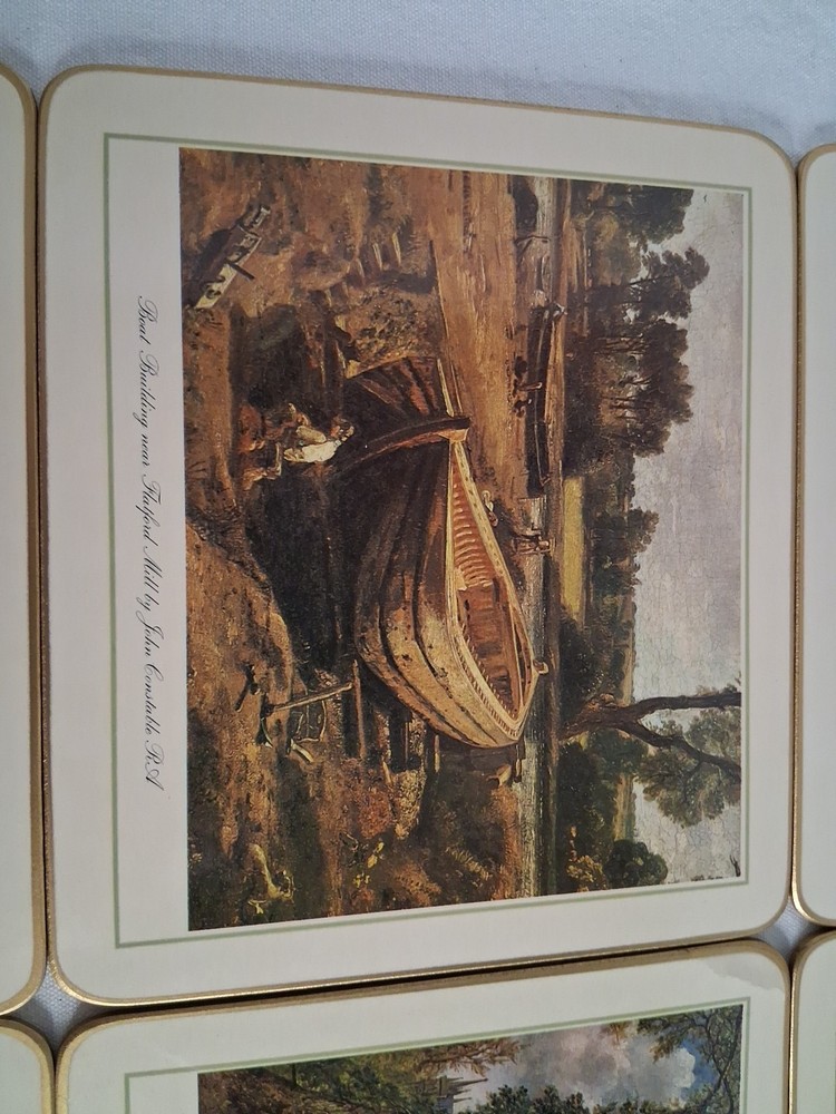 VTG."CLOVER LEAF" CONSTABLE 6 Table MATS & 6 Coasters;England J.Constable Prints