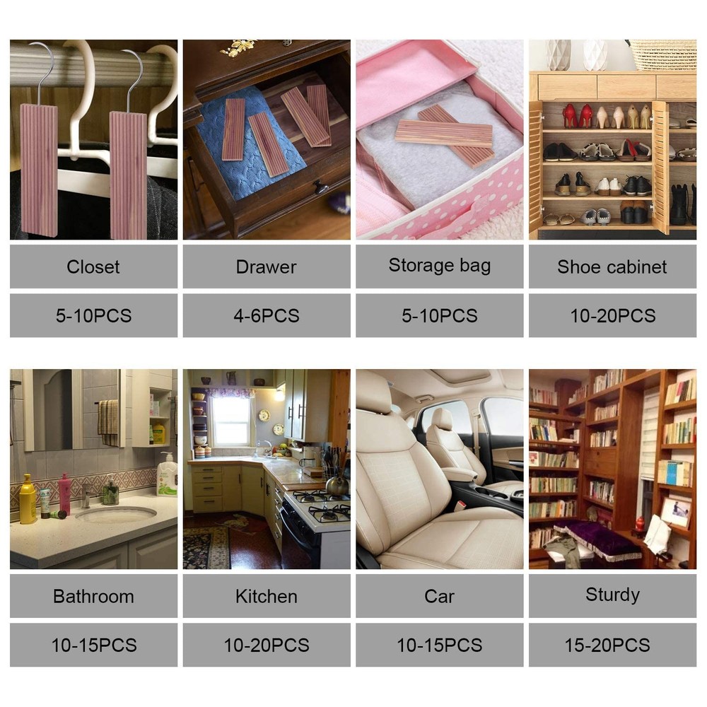 20 PCS Cedar Hang Up 100% Natural Rectangular Block Clothes Storage