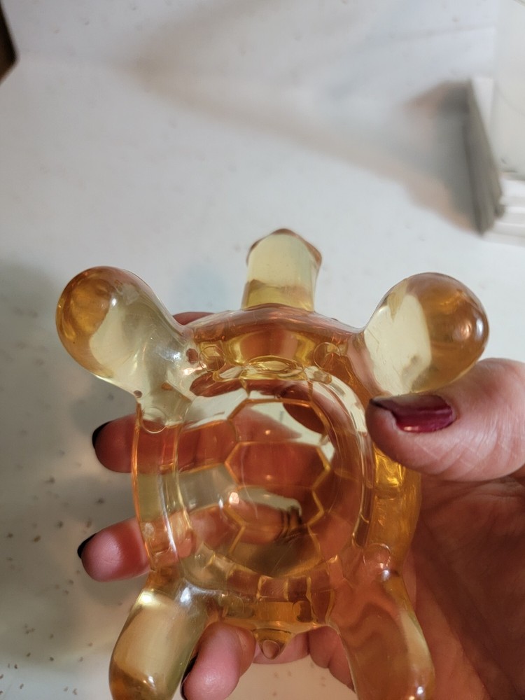 LUCITE ACRYLIC TURTLE YELLOW PLASTIC