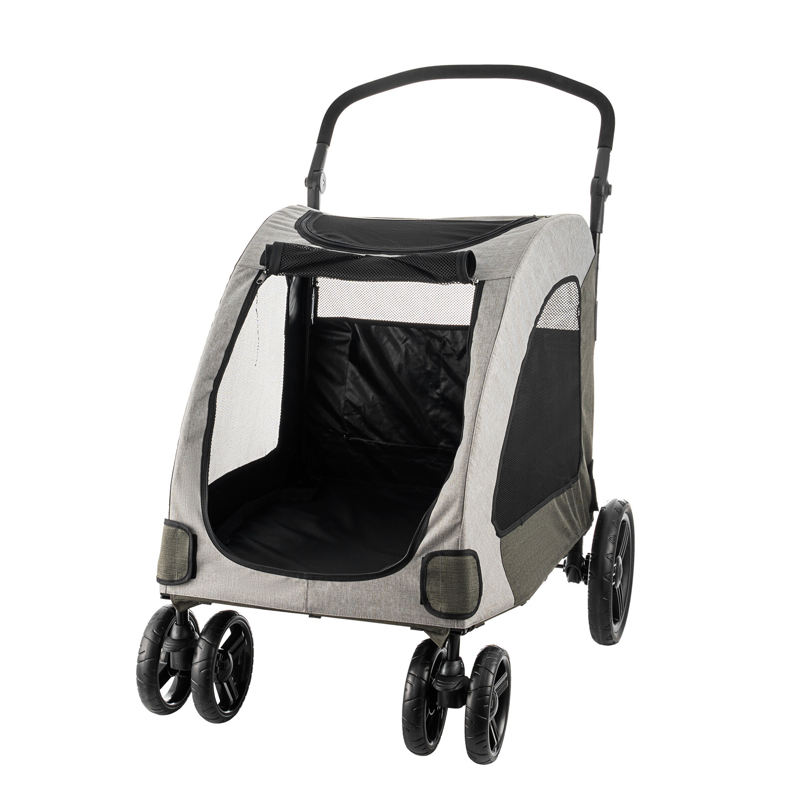 Pet Stroller Up to 150lbs for Medium/Large Dogs and Cats 4-Wheel Travel Carriage