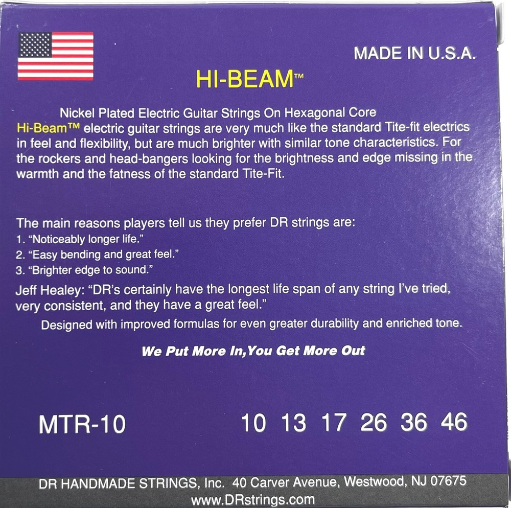 DR Guitar Strings 2 Sets Electric High Beam 10-46 Nickel Plated Hex Core Medium