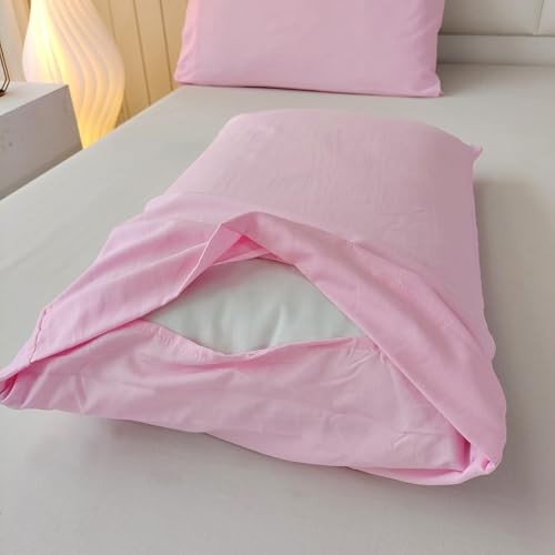3PCS Pink Comforter Set with 2 Pillowcases, Brushed Microfiber Full Solid Pink