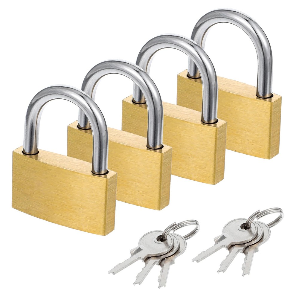 4 Pcs Small Lock, Small Solid Brass Keyed Padlocks, 20mm + 25mm Gym Locker Lo...