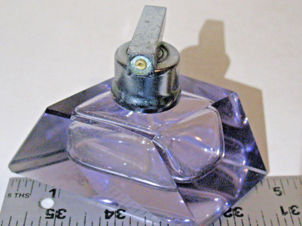 Ant Cut Crystal Amethyst Glass Perfume Atomizer Bottle Empty Read