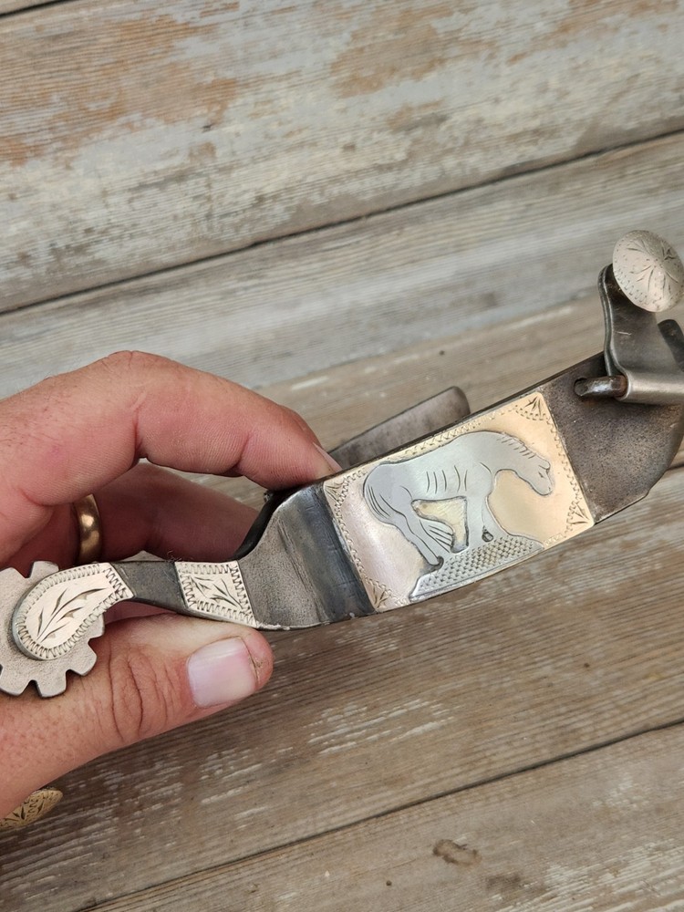 Silver Mounted Heavy Spurs Marked Double Mounted