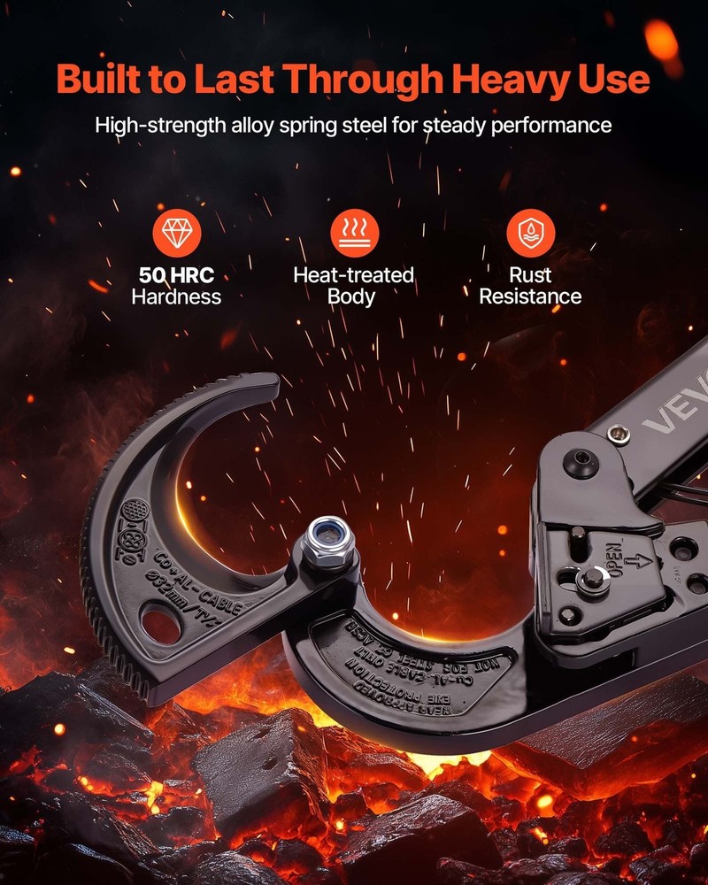 Ratchet Wire Cutter with Quick-Release Button for 474 MCM Cables