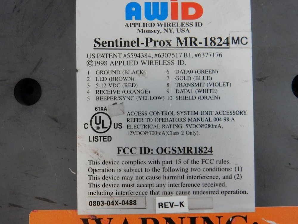 AWID Sentinel-Prox MR-1824MC RFID Medium Range Reader Metal Compensated