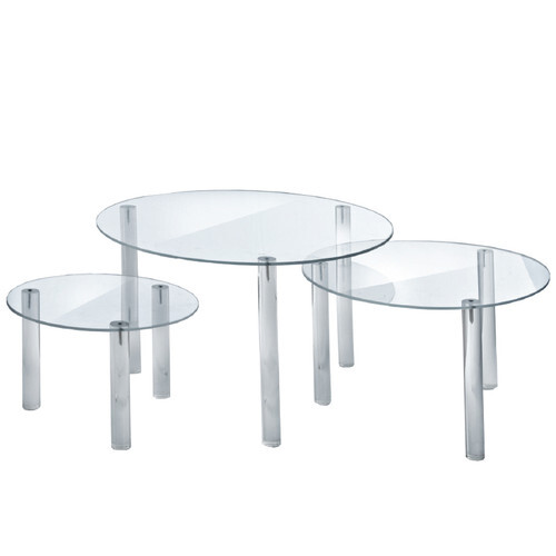 Azar Displays 3-Piece Acrylic Large Round Riser Set