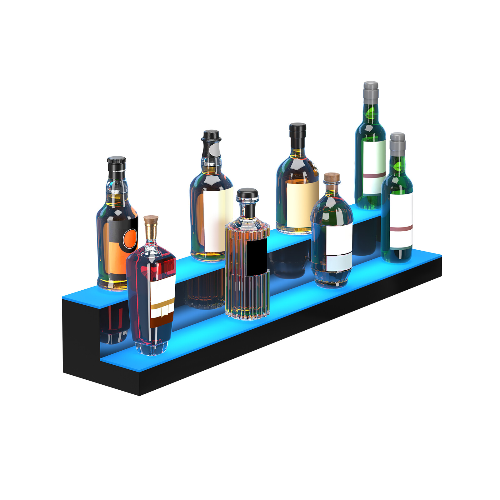 VEVOR LED Lighted Liquor Bottle Display Bar Shelf RF & App Control 40" 2-Step
