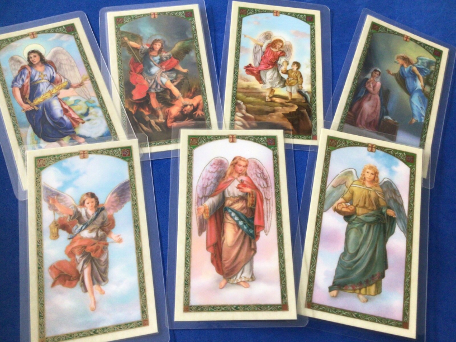 7 Archangels laminated HOLY CARDS Saint Michael Raphael Gabriel Uriel… Seven