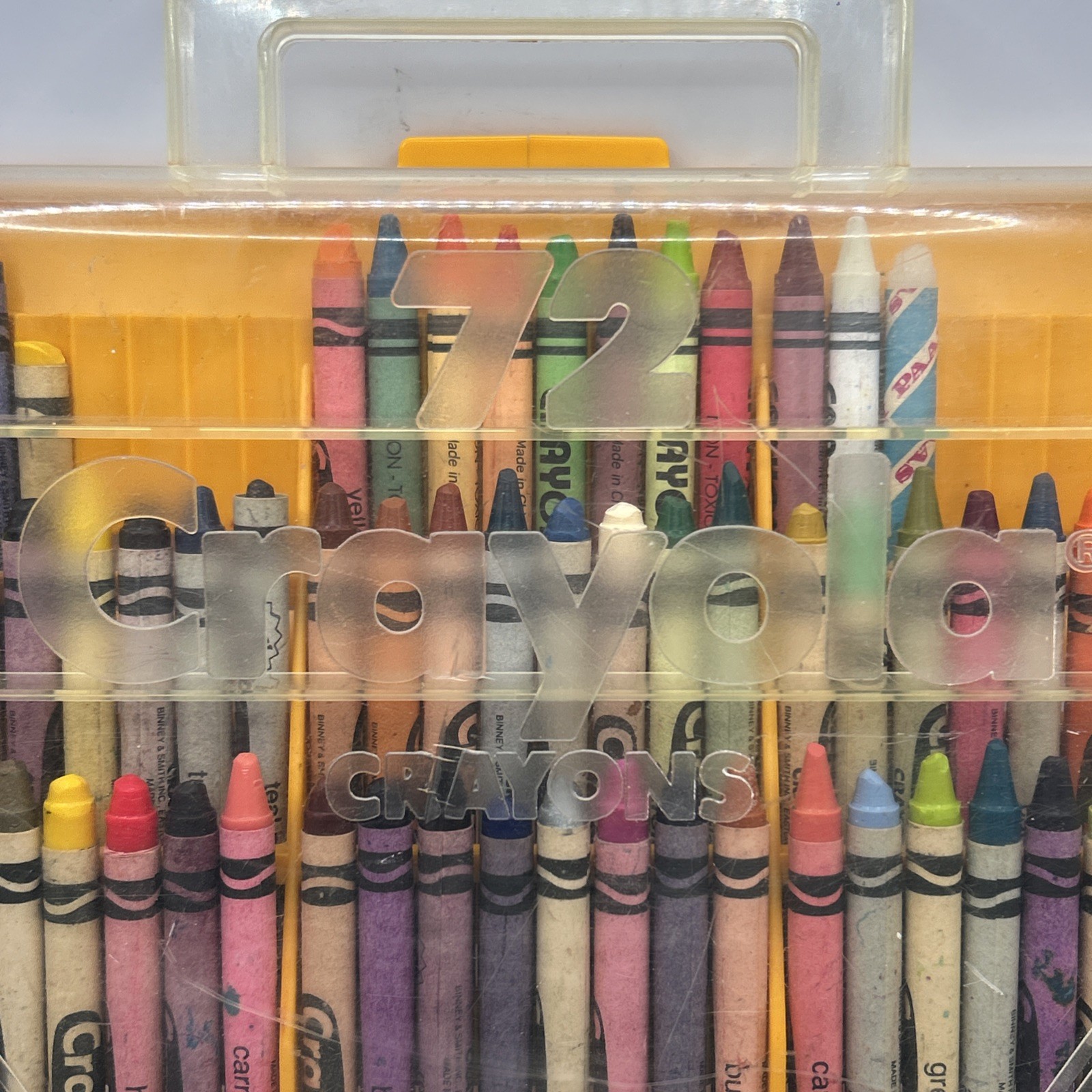 Vintage Crayola Crayons Plastic Carry Case - Holds 72 Crayons - No Sharpener
