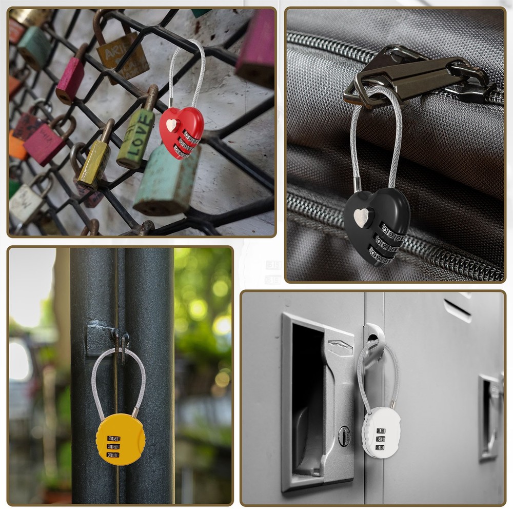 2-Pack Combination Padlock, 4 Digit 12 in Cable Luggage Lock [Black]