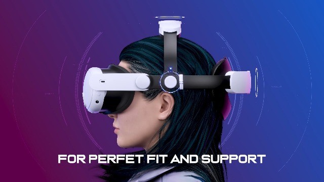 Adjustable VR Head Strap for Meta Quest 3/Quest 2 - Enhanced Support, Pressure R