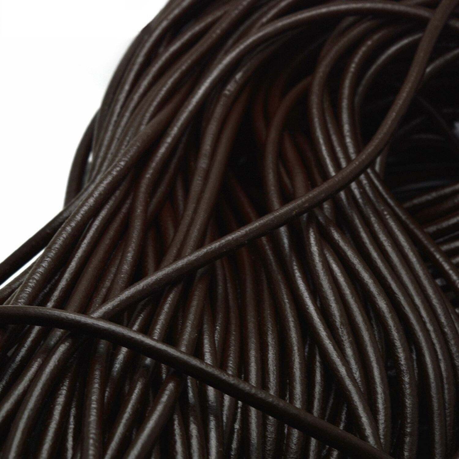 6mm Round Genuine Leather Cord for Jewelry Making 1.1 Yard - Brown