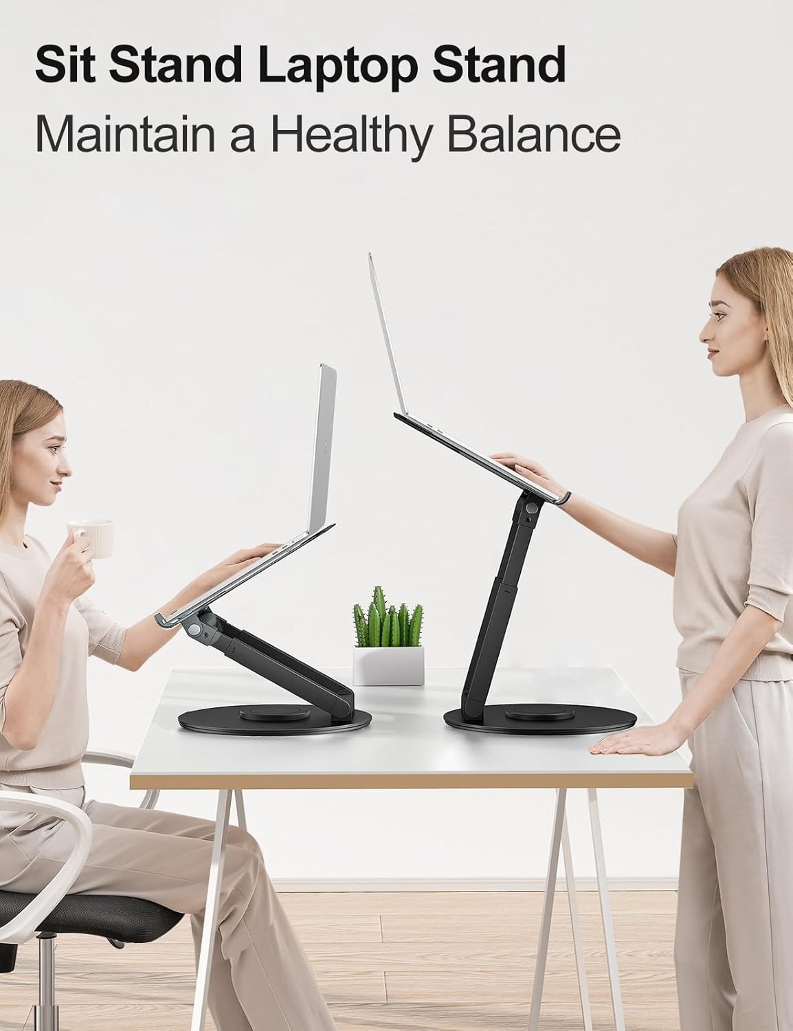 Adjustable Laptop Stand with 360° Rotation for Improved Posture and Space-Saving