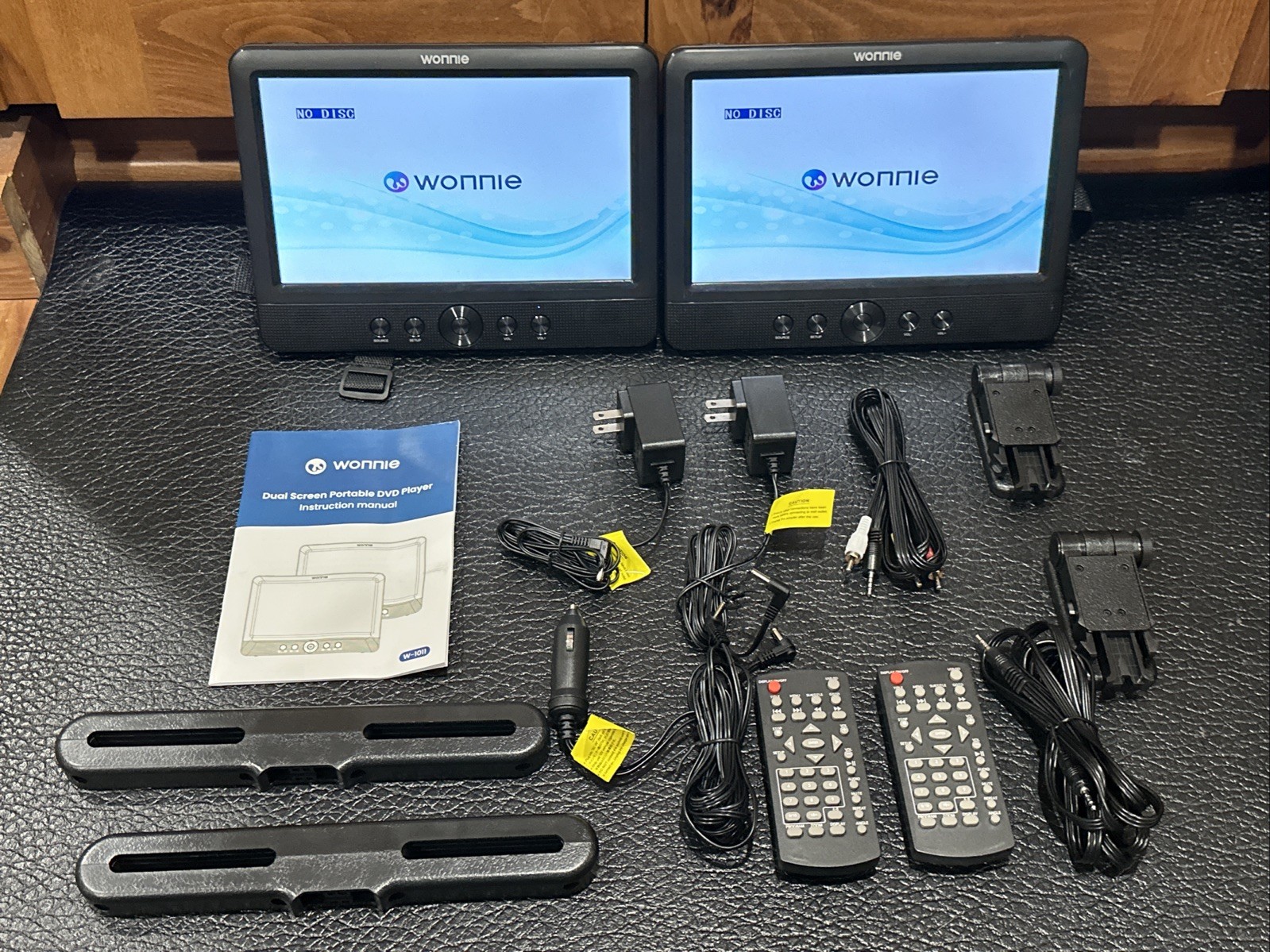 Dual Screen 10.5" Portable DVD Players for Car - 5-Hour Battery, USB/SD Support