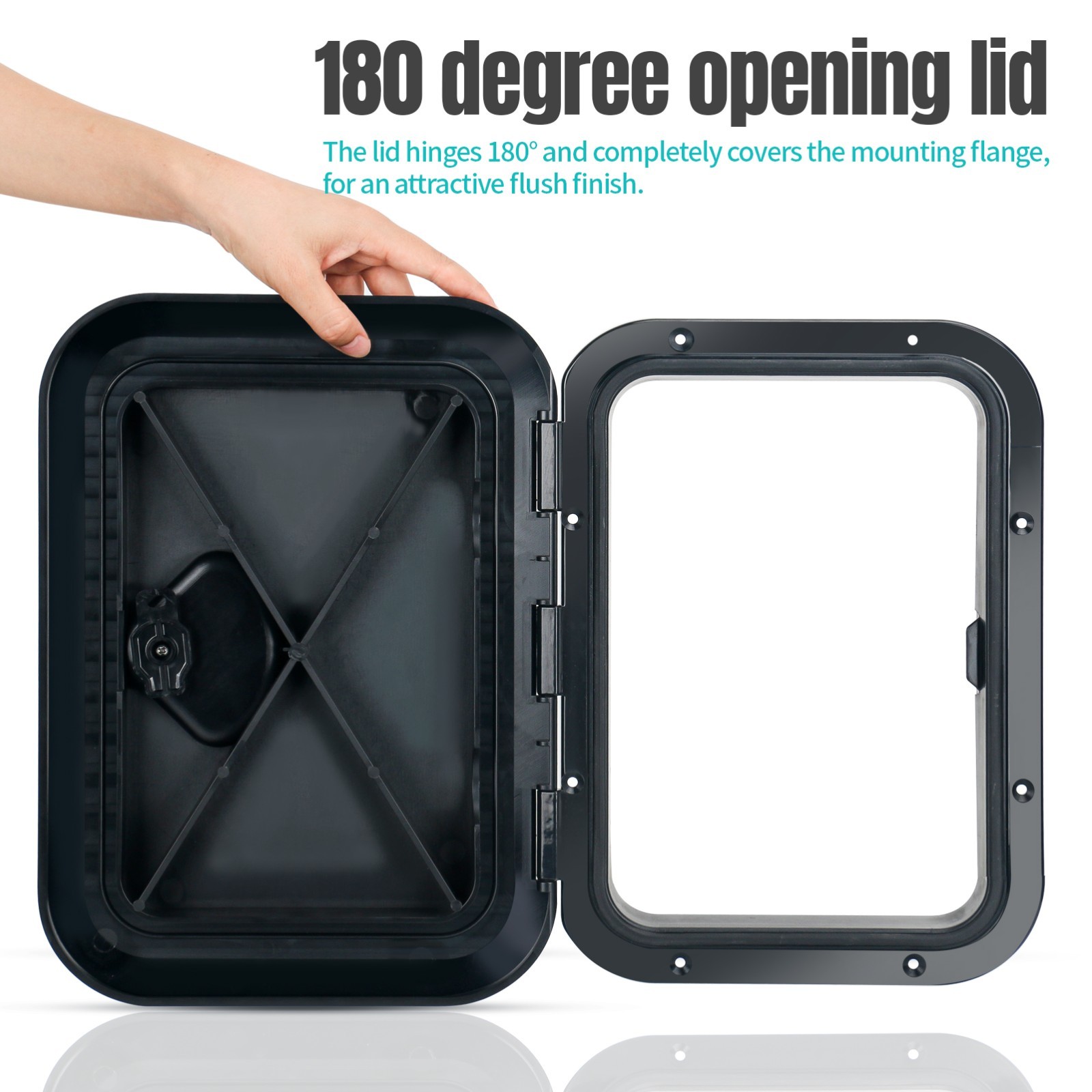 Black Boat Boat Hatch Cover Marine ABS Boat Deck Hatch Lid 15 in With Handle