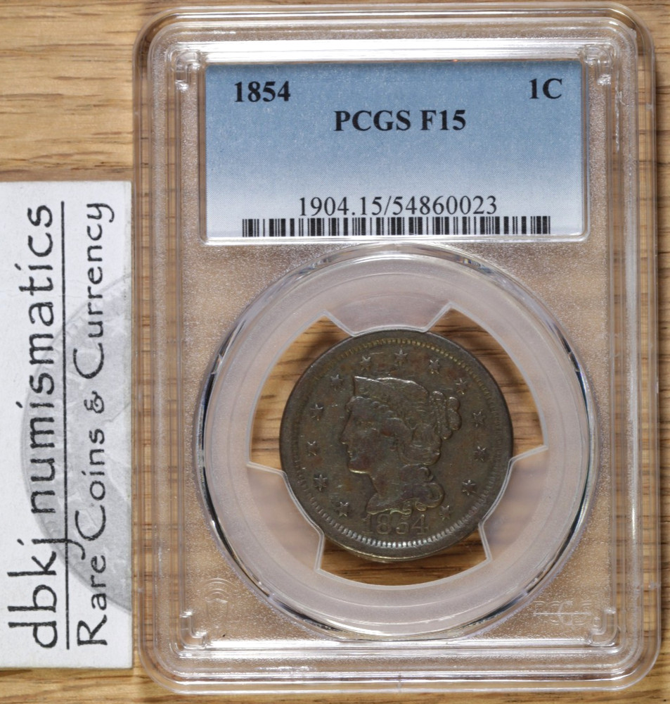 1854 - Large Cent 1 ¢ - PCGS - F15