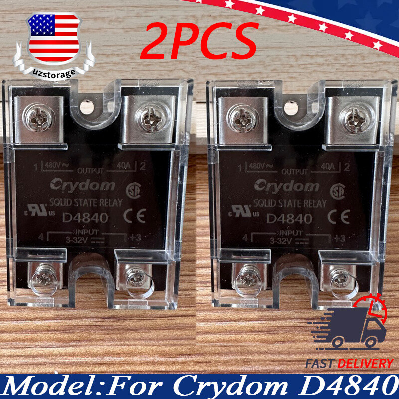 2PCS For Crydom D4840 SSR Solid State Relay Output 480VAC 40A Input 3-32VDC