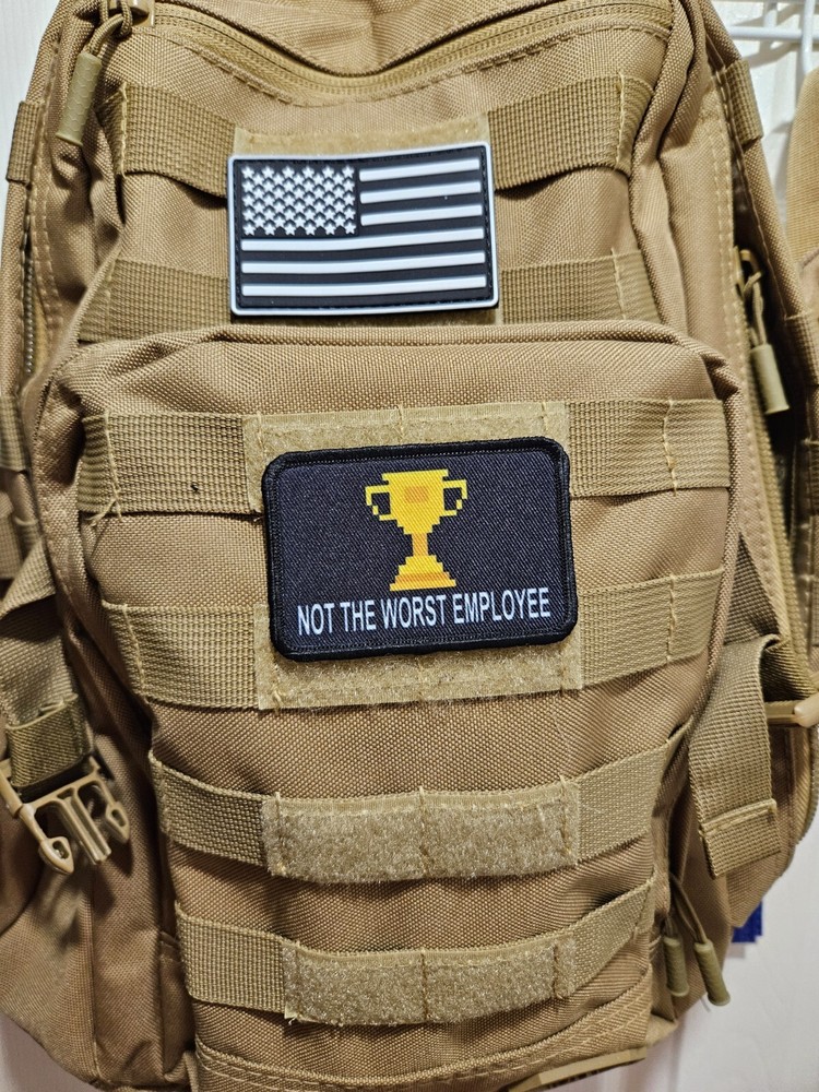 Not the worst employee trophy meme 2"x3" hook & loop funny patch