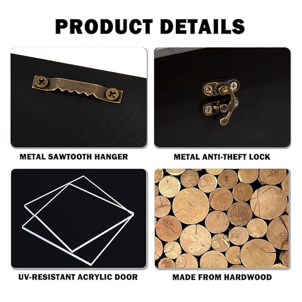 Sports Card Display Case 36 Graded Cards Baseball Wooden Frame UV Protection